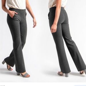 Betabrand Boot-Cut | Six-Button Dress Pant Yoga Pants (Charcoal) 2X